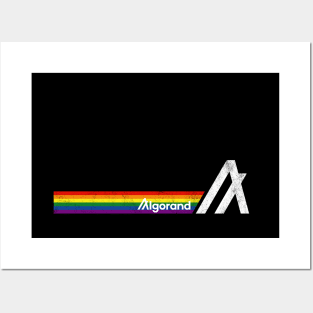 Algorand ALGO Crypto Retro Rainbow Stripe Posters and Art